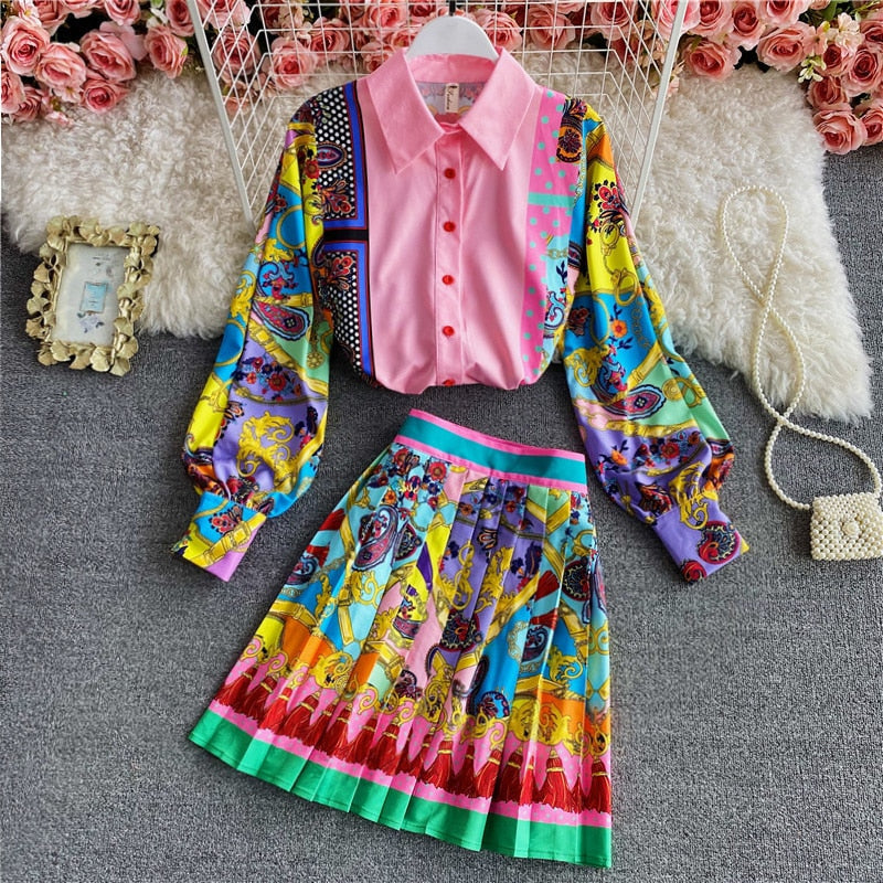 Luxury Vintage Skirt Set