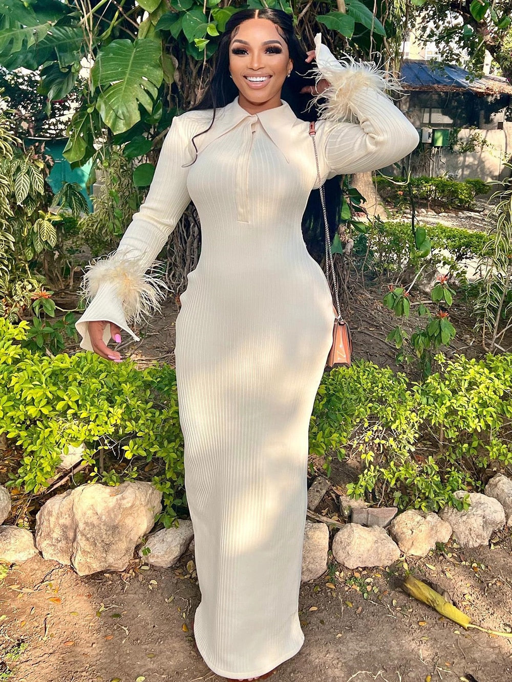 Maddy Feather Bandage Maxi Dress