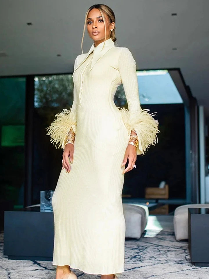 Maddy Feather Bandage Maxi Dress
