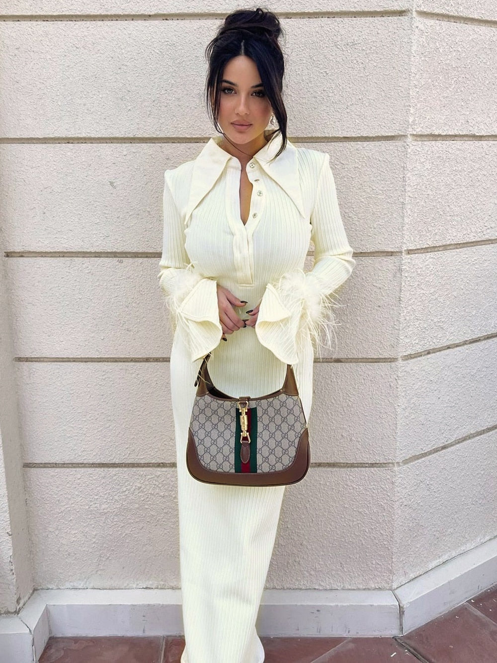 Maddy Feather Bandage Maxi Dress