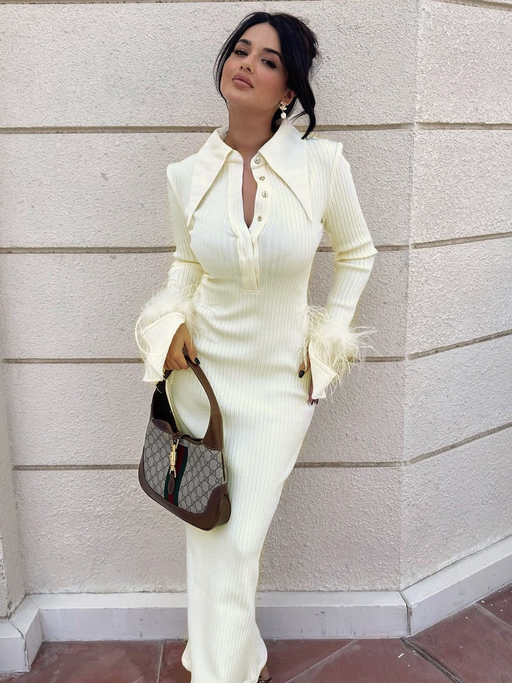 Maddy Feather Bandage Maxi Dress