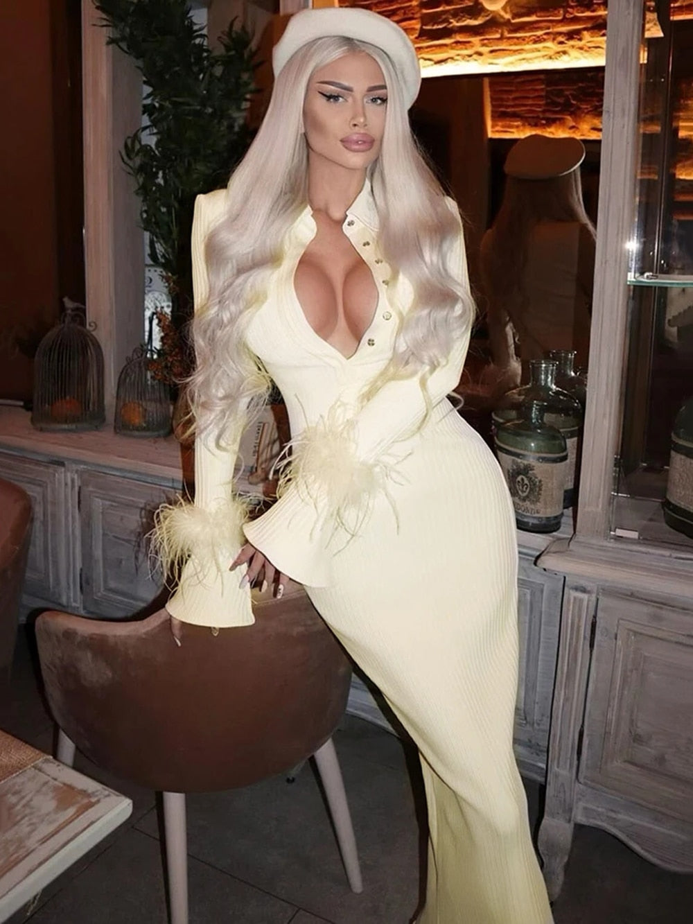 Maddy Feather Bandage Maxi Dress