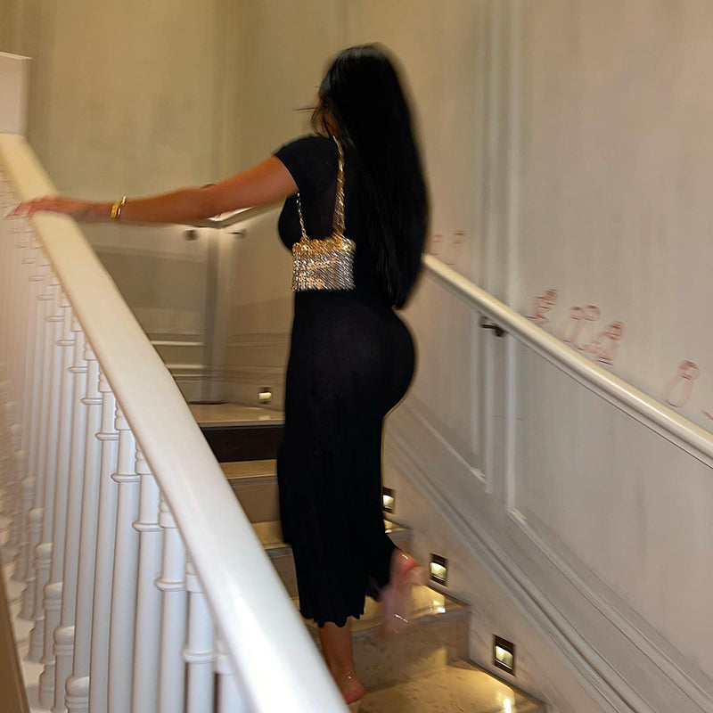 Maxine High Split V-neck Maxi Dress