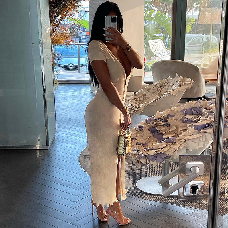 Maxine High Split V-neck Maxi Dress
