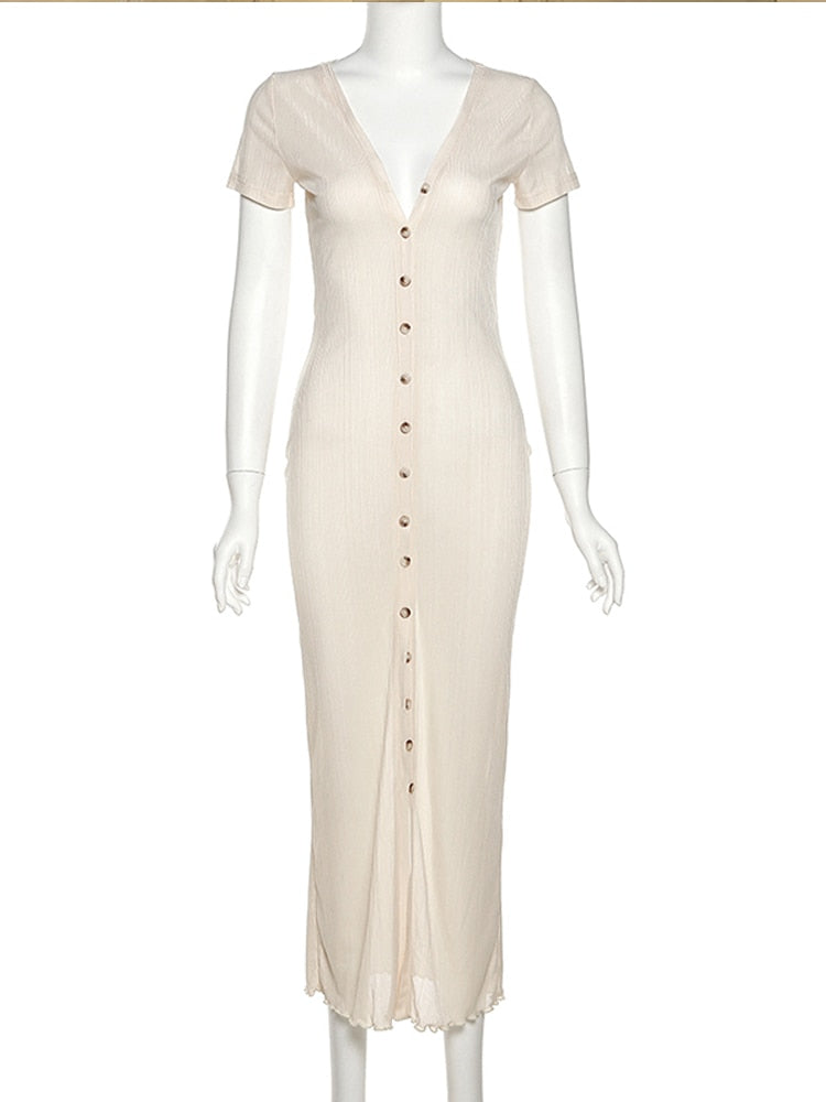 Maxine High Split V-neck Maxi Dress