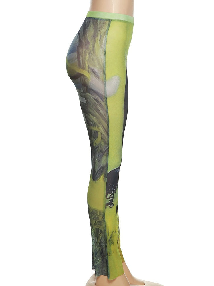 Mesh Tie Dye Wide Leg Pants