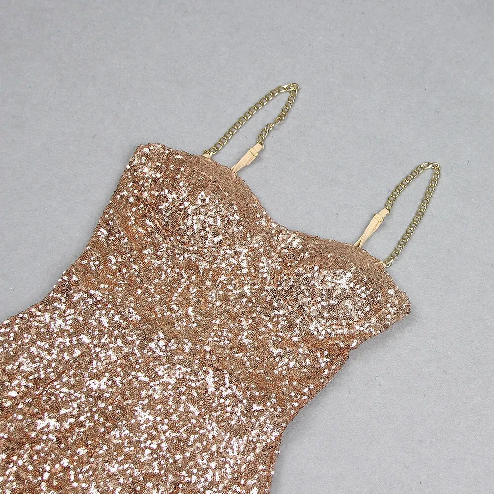 Miss Golden Sequins Midi Dress
