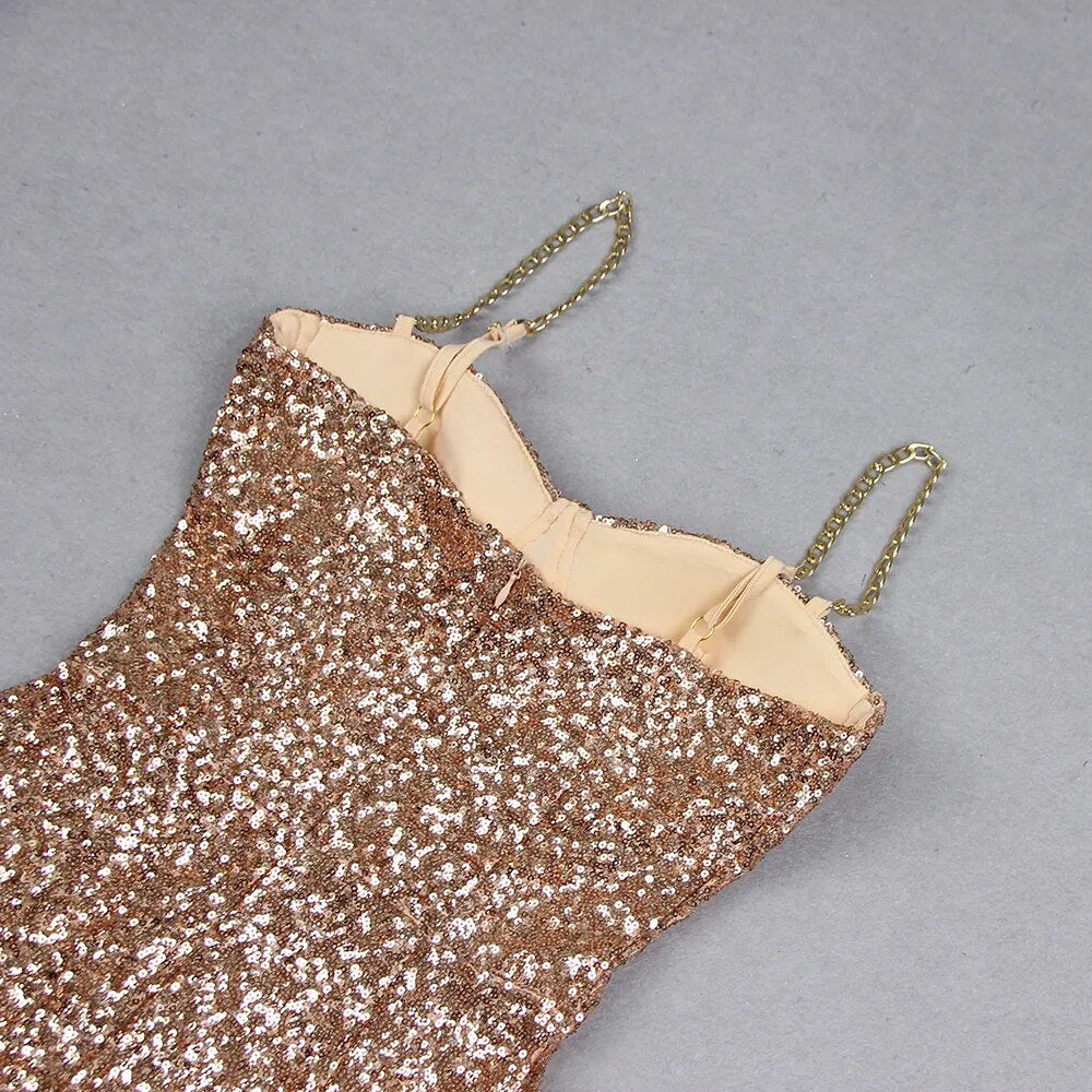 Miss Golden Sequins Midi Dress