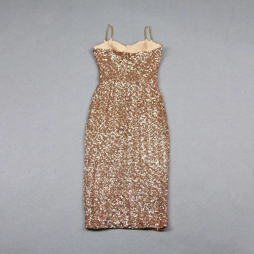 Miss Golden Sequins Midi Dress