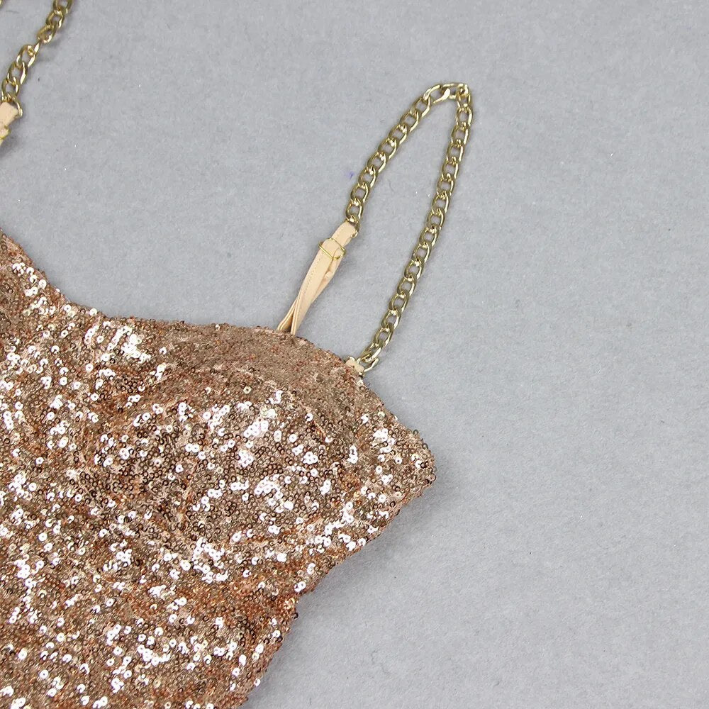 Miss Golden Sequins Midi Dress