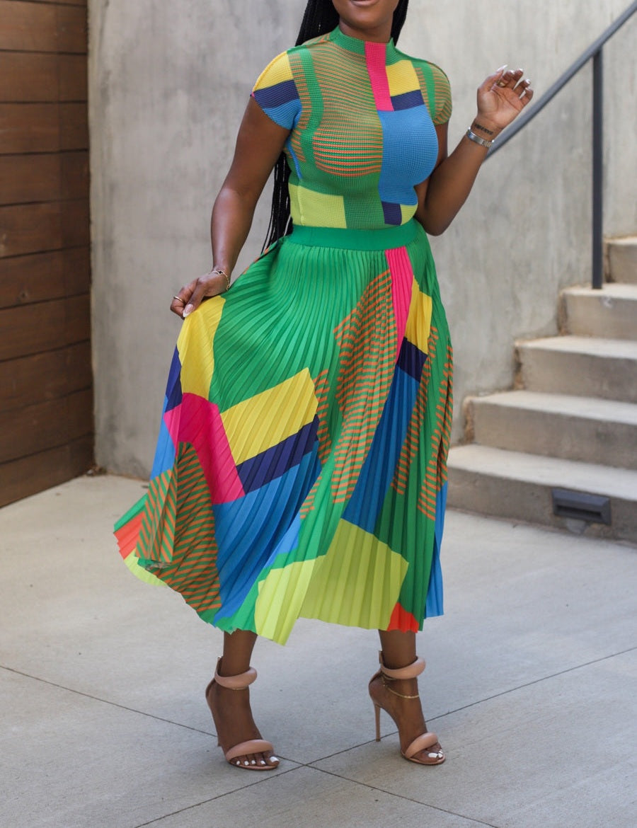 Miyake Pleated Skirt Set