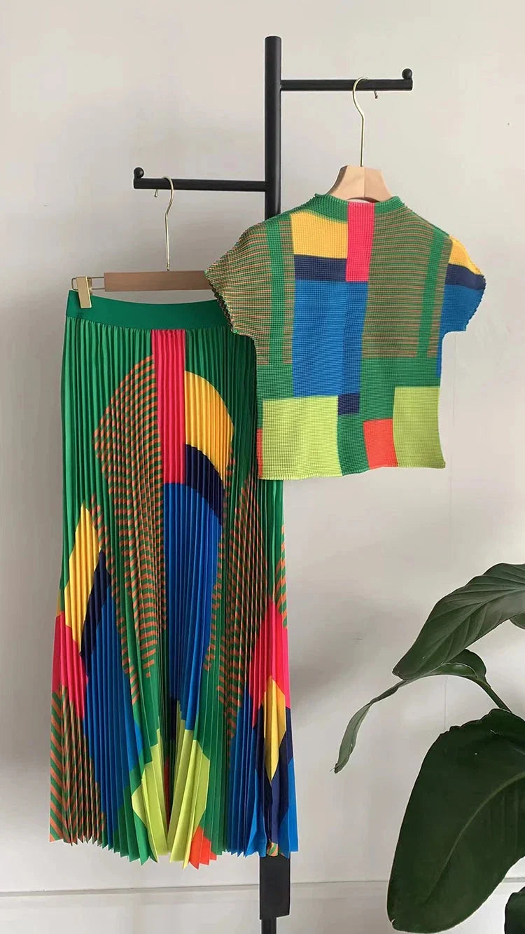 Miyake Pleated Skirt Set