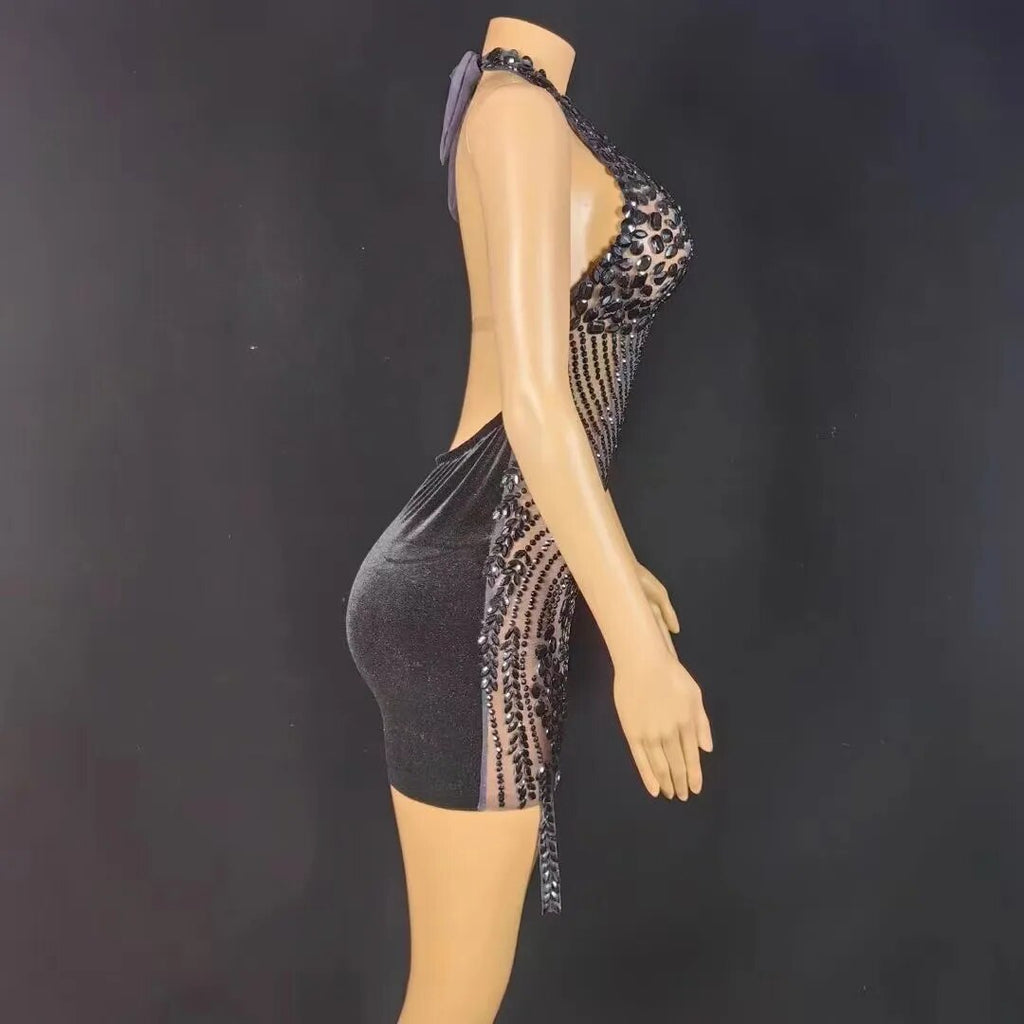 Nova Rhinestone Backless Dress