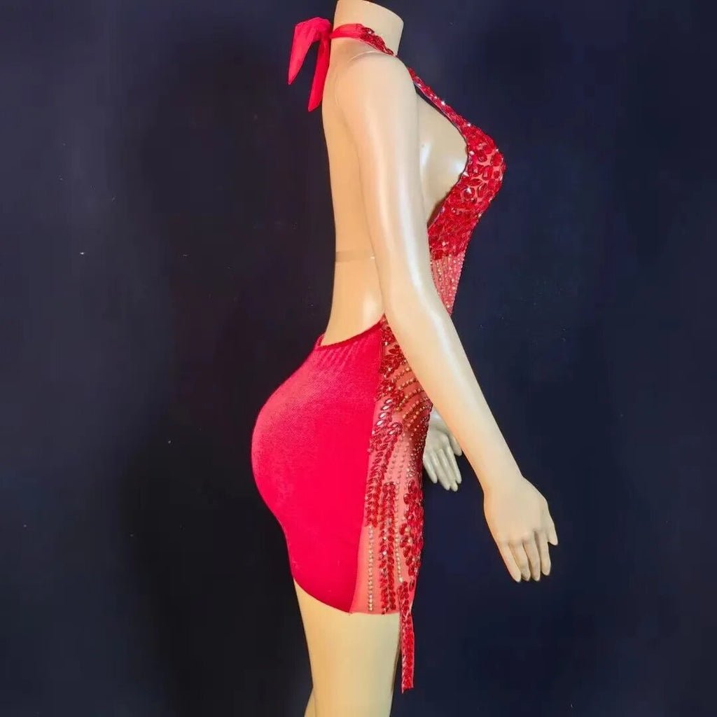 Nova Rhinestone Backless Dress