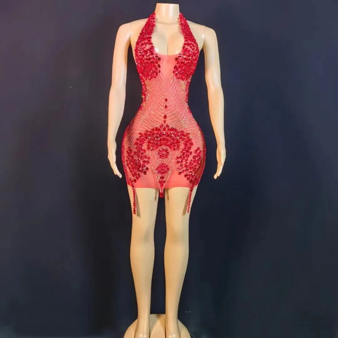 Nova Rhinestone Backless Dress