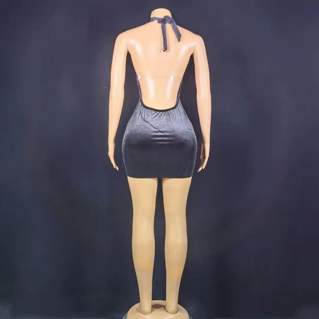 Nova Rhinestone Backless Dress