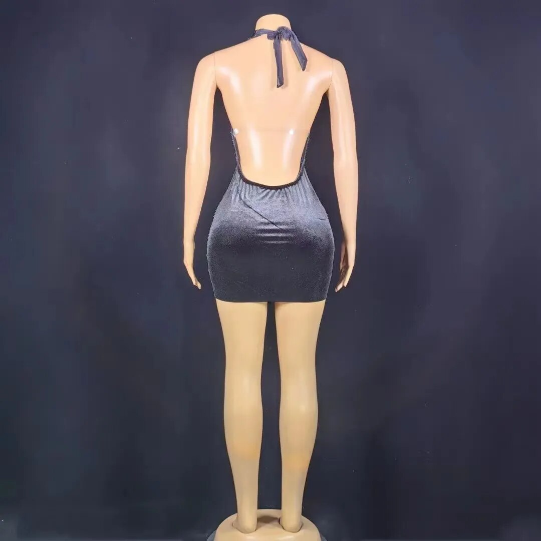 Nova Rhinestone Backless Dress