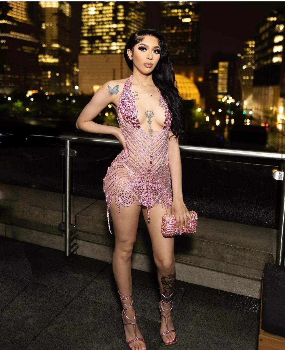 Nova Rhinestone Backless Dress