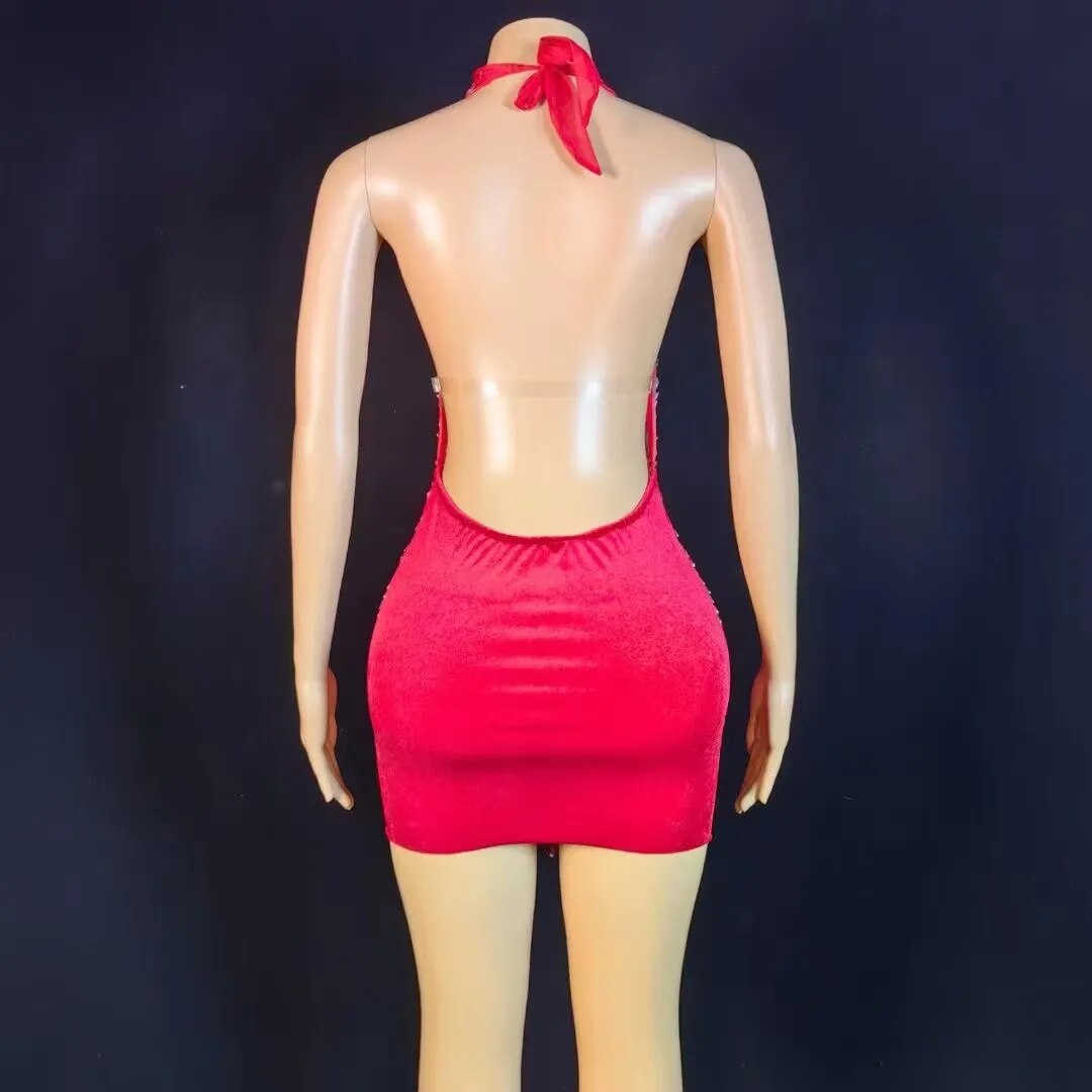 Nova Rhinestone Backless Dress