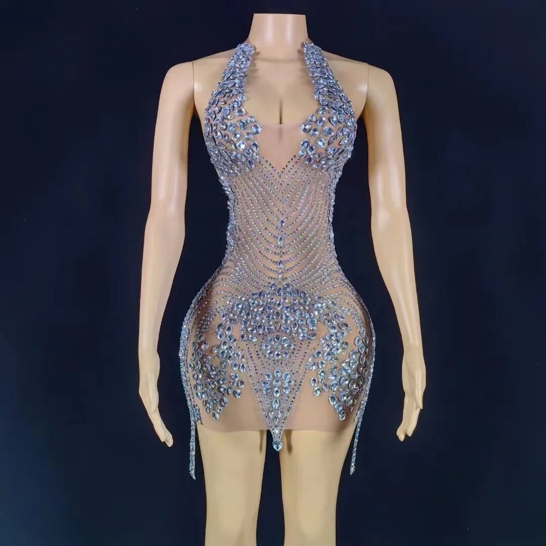Nova Rhinestone Backless Dress