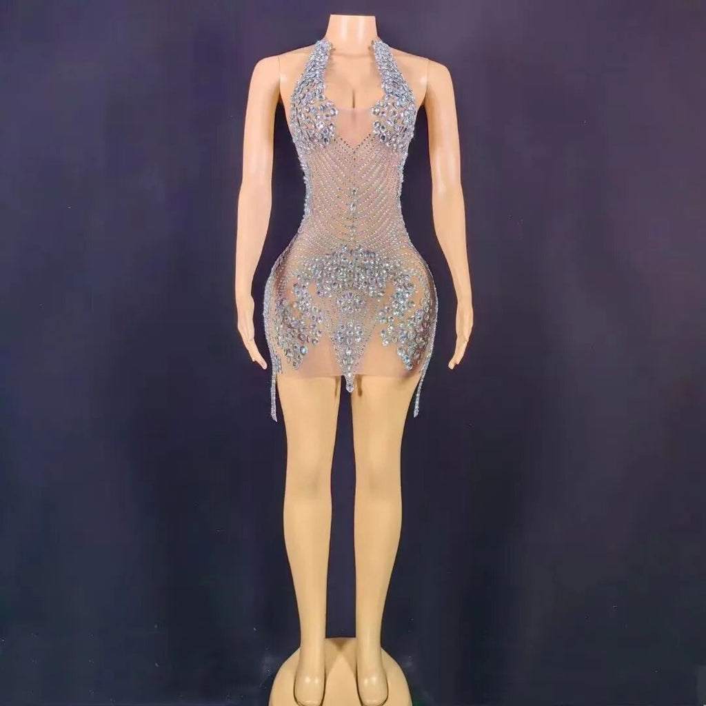 Nova Rhinestone Backless Dress