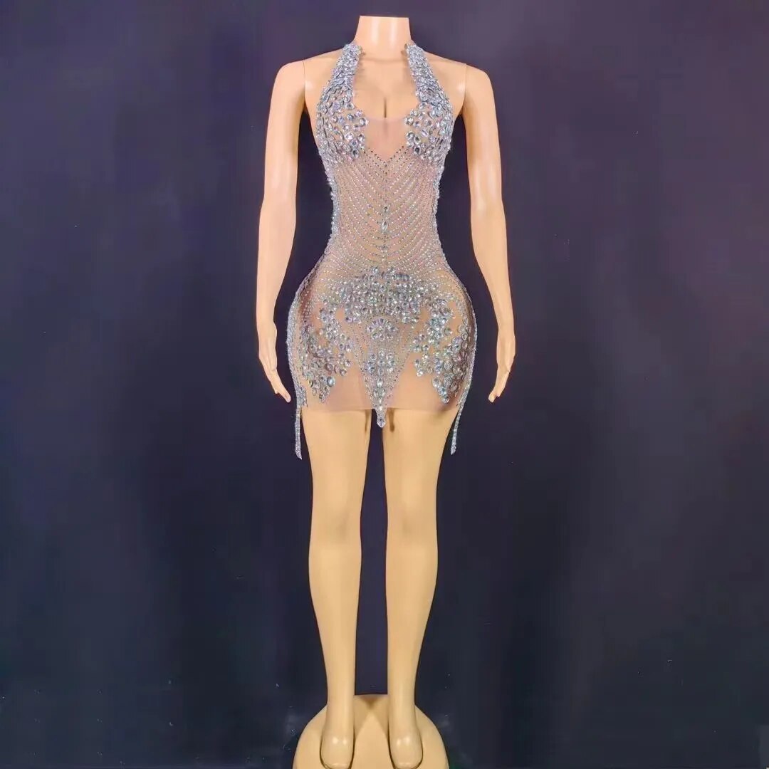 Nova Rhinestone Backless Dress