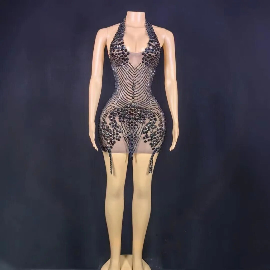 Nova Rhinestone Backless Dress