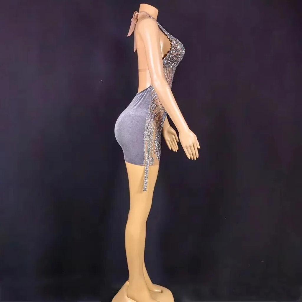 Nova Rhinestone Backless Dress