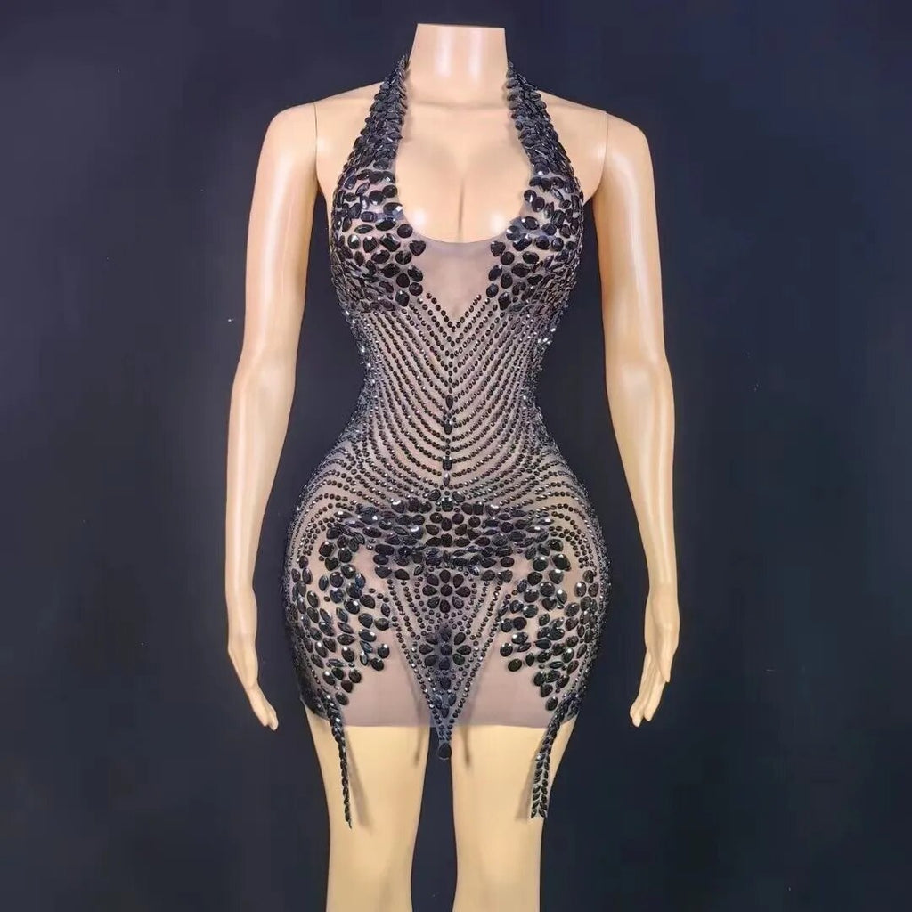 Nova Rhinestone Backless Dress