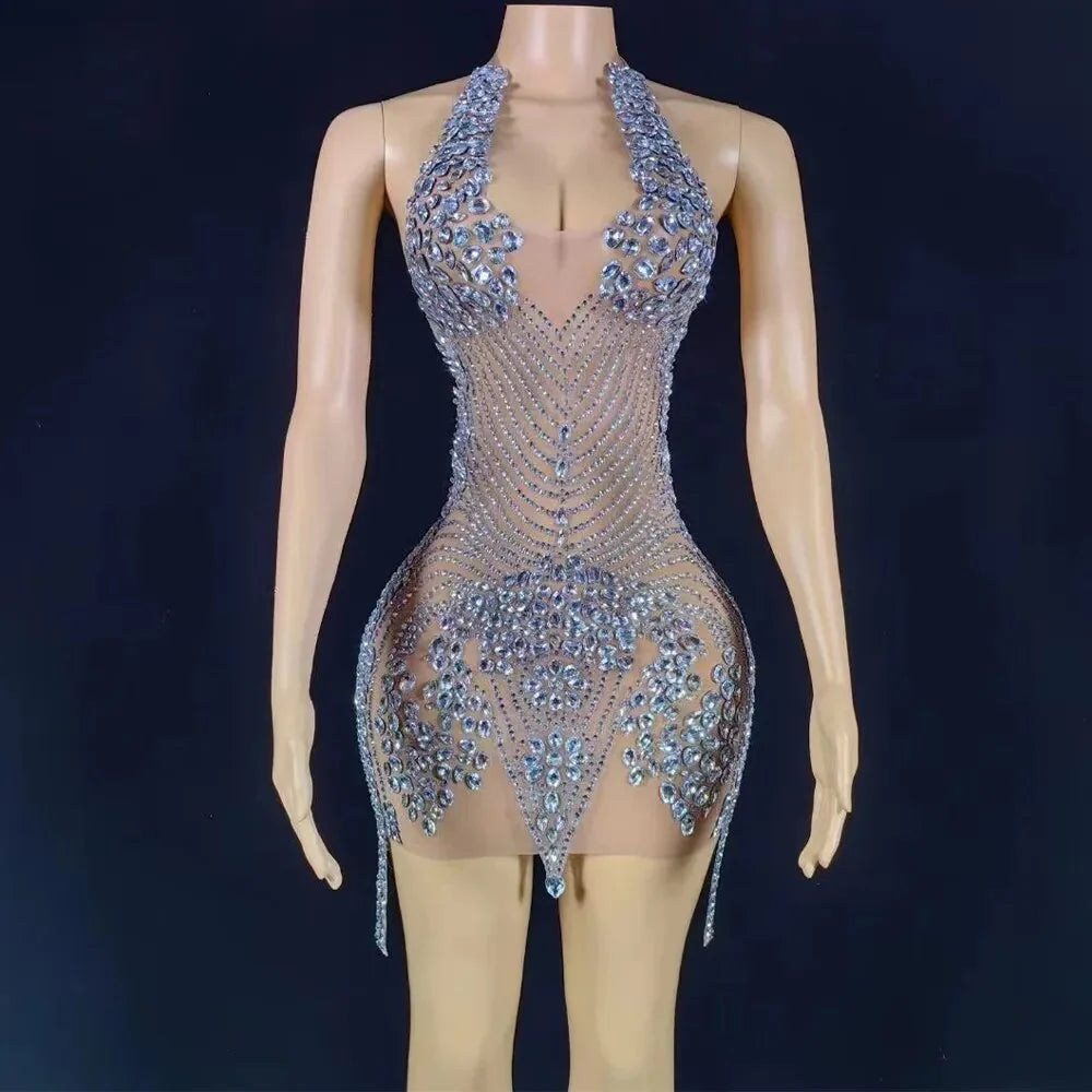 Nova Rhinestone Backless Dress
