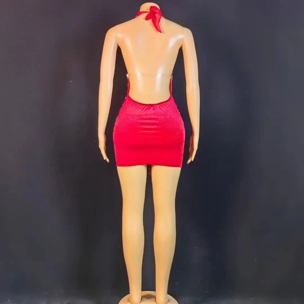 Nova Rhinestone Backless Dress