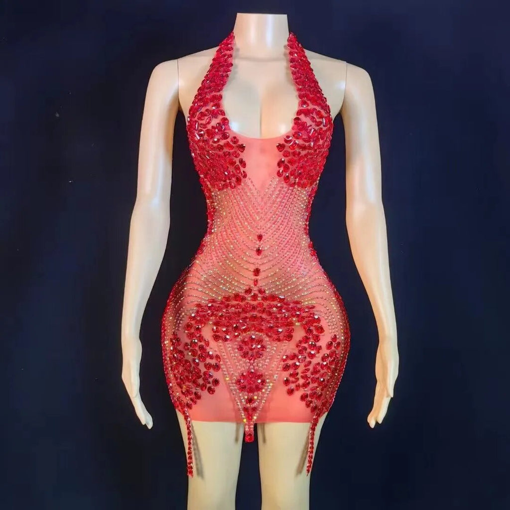 Nova Rhinestone Backless Dress