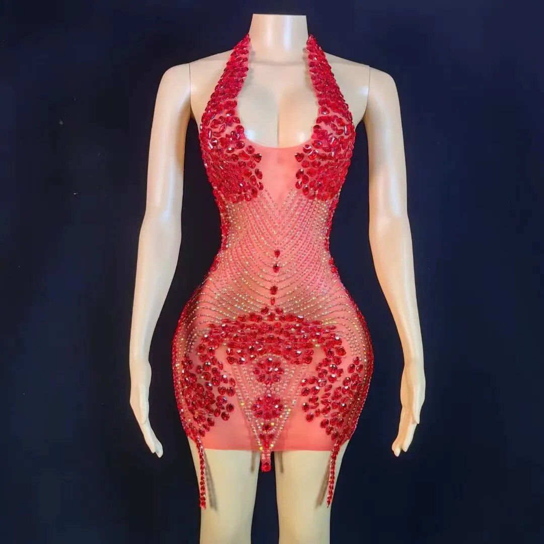 Nova Rhinestone Backless Dress