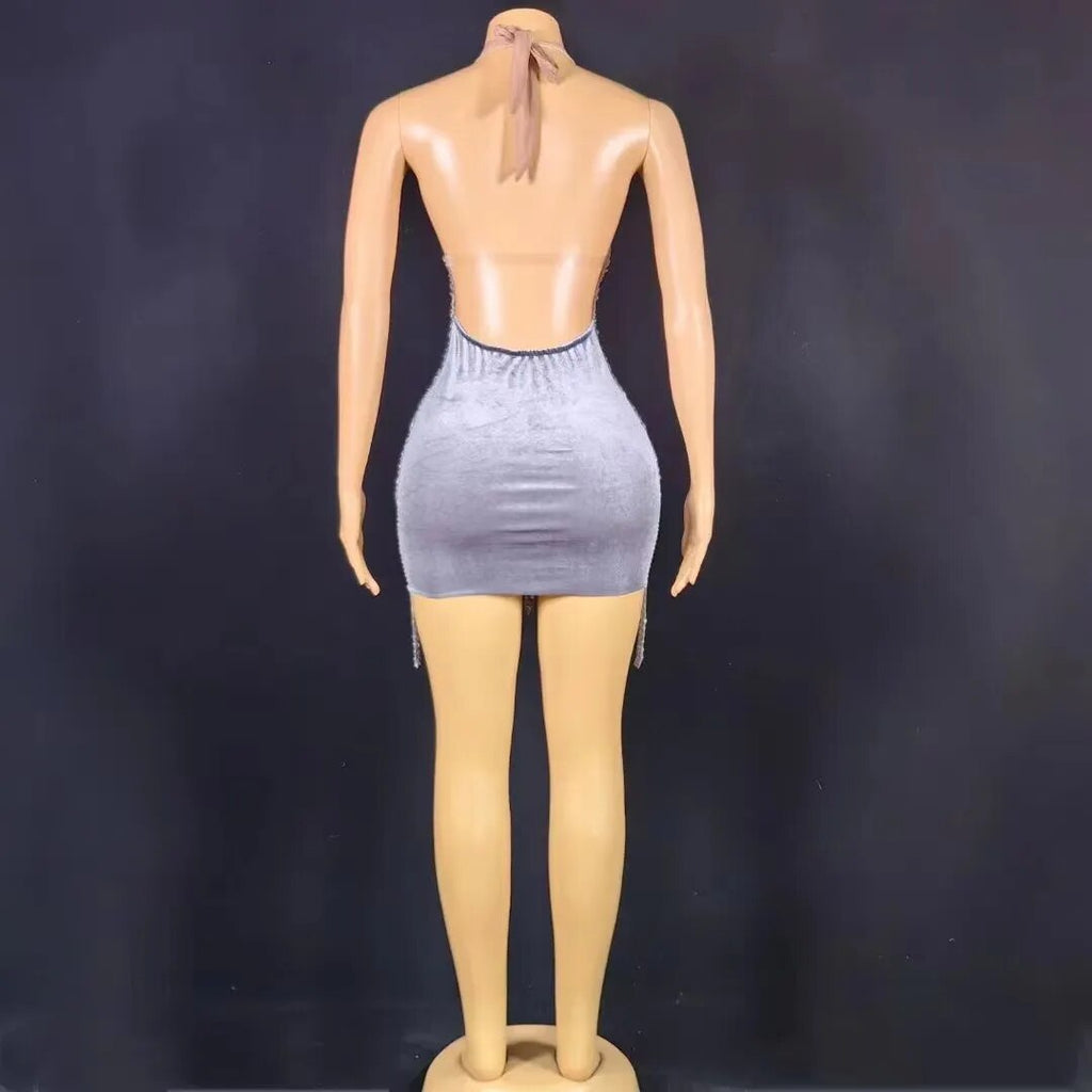 Nova Rhinestone Backless Dress