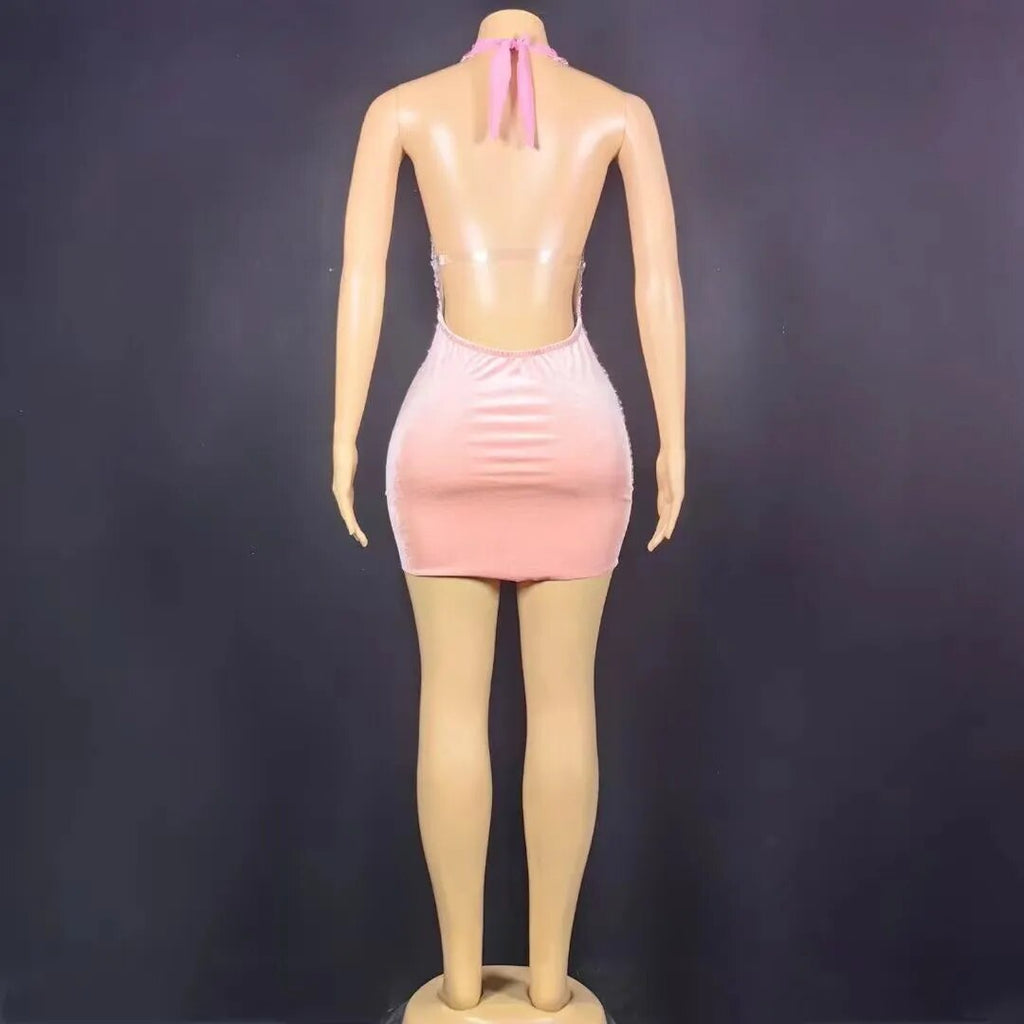 Nova Rhinestone Backless Dress