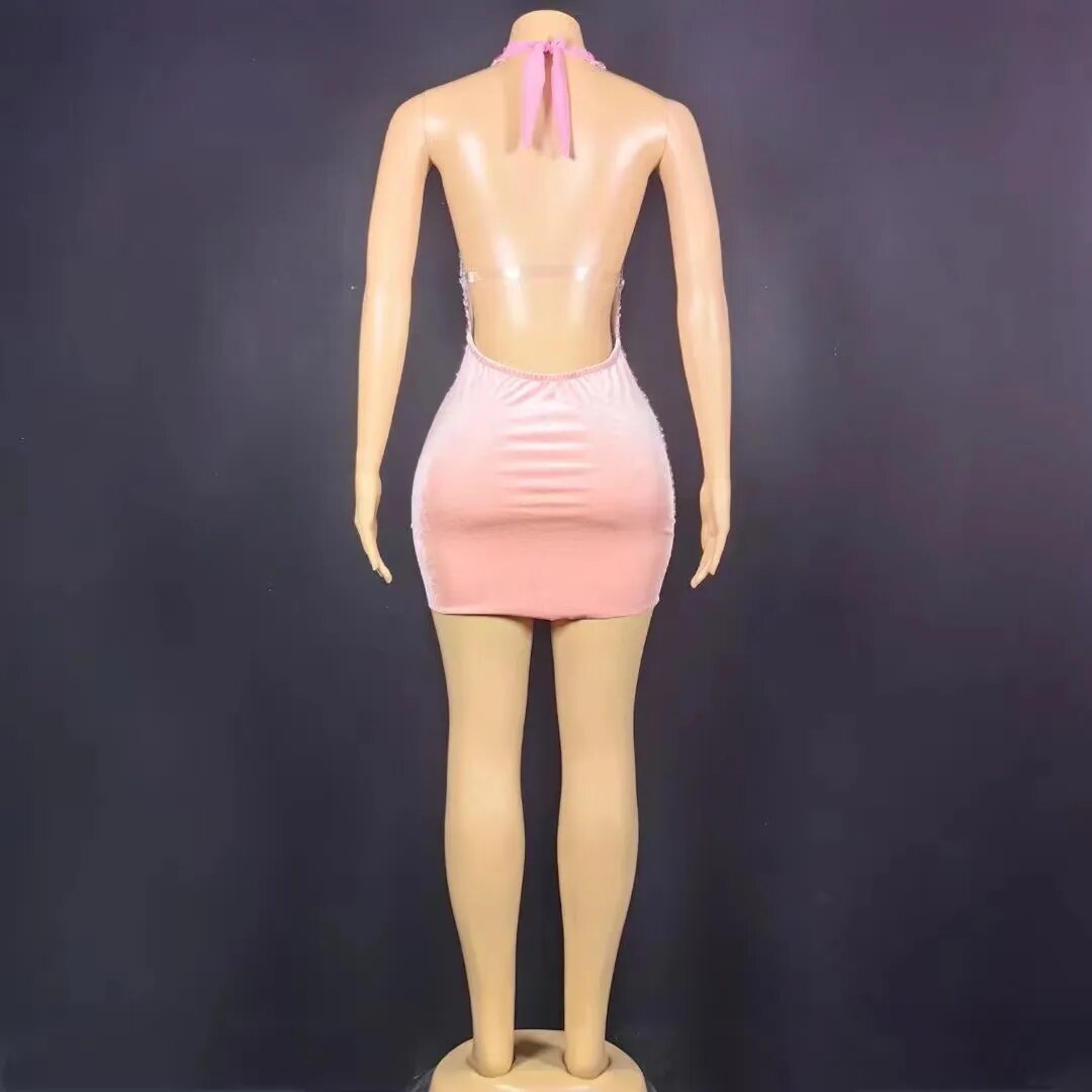 Nova Rhinestone Backless Dress
