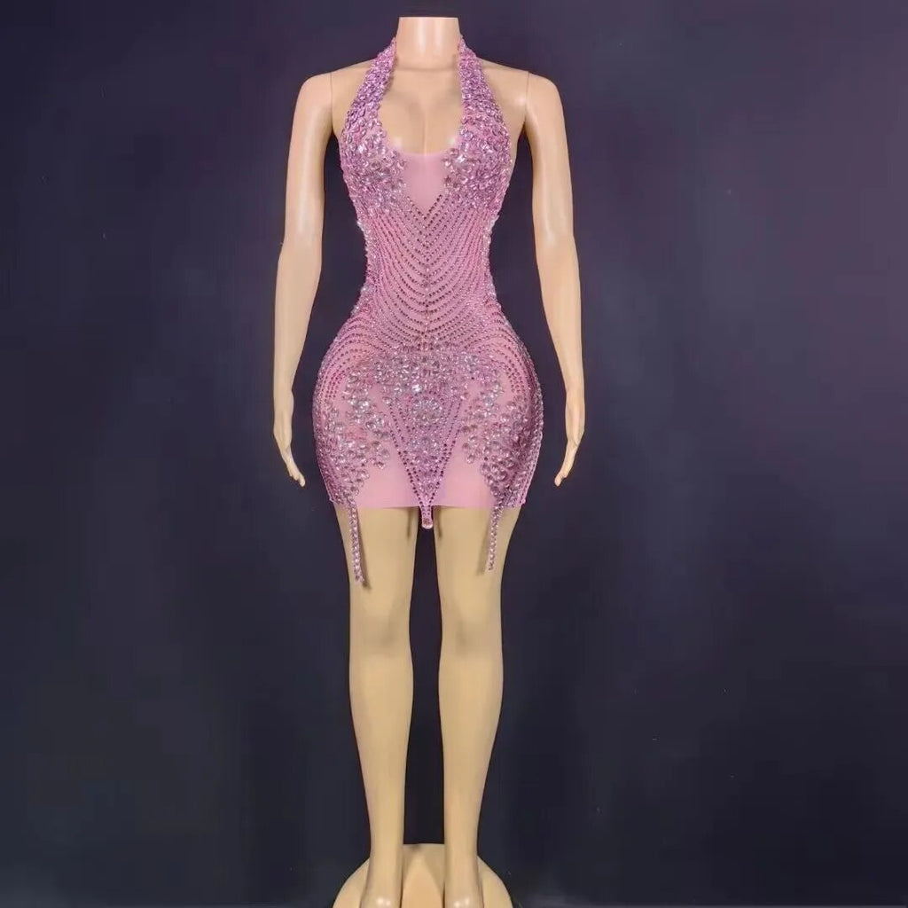 Nova Rhinestone Backless Dress