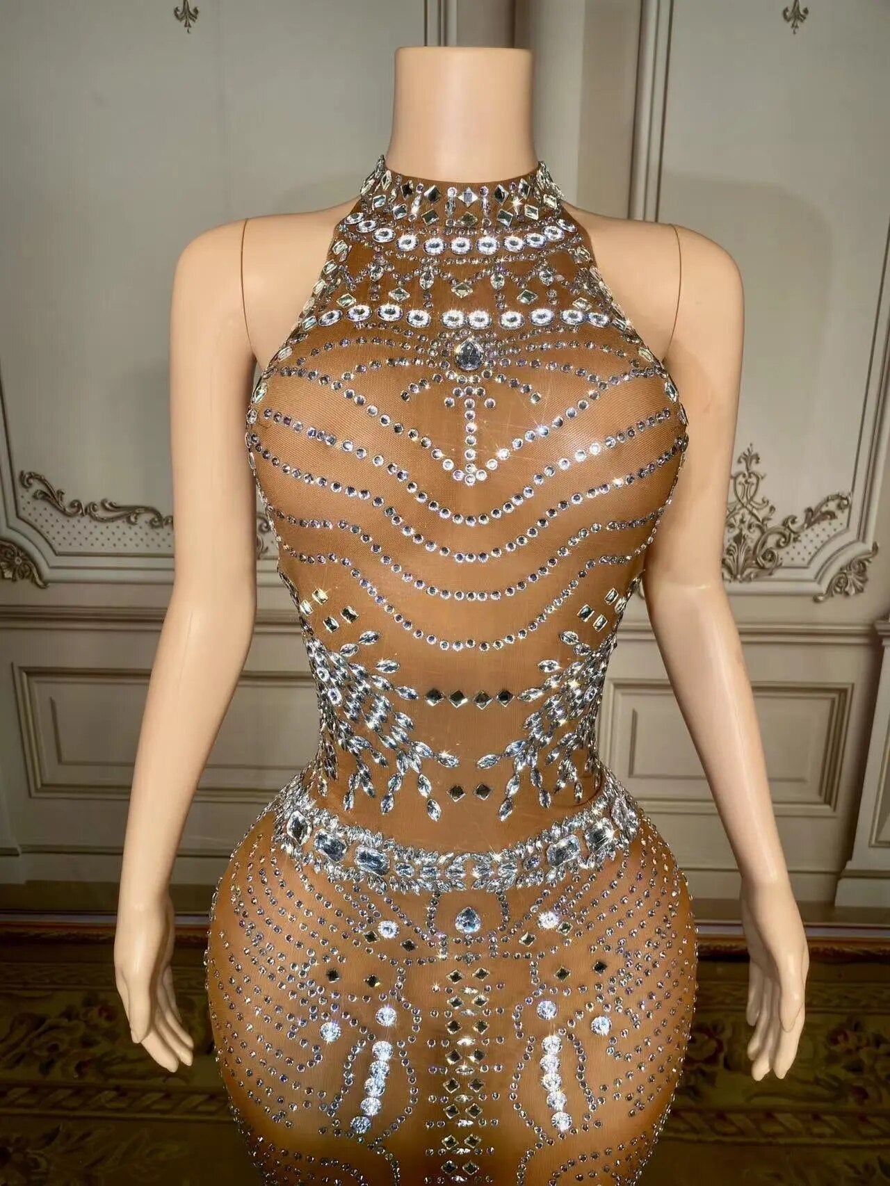 Nude Aesthetic Mesh Dress