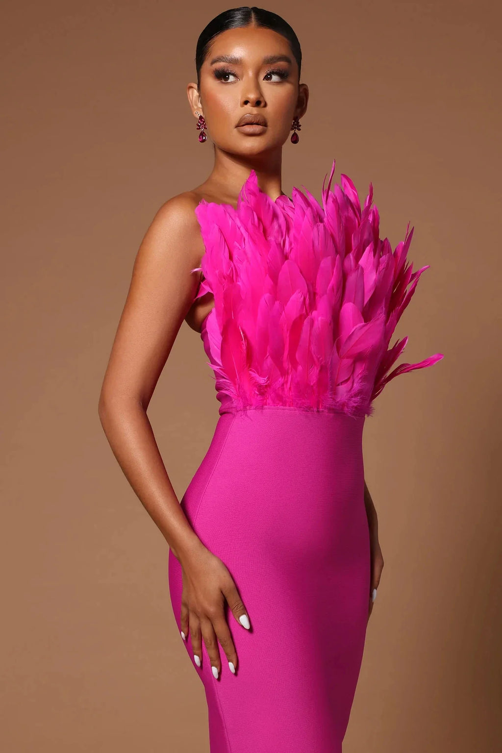 Olivia Feather Bandage Dress