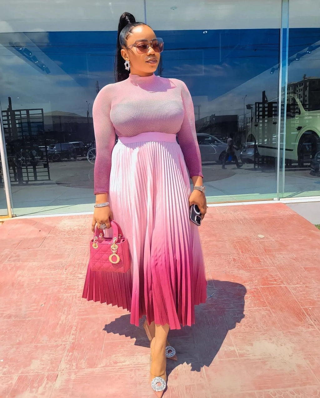 Paris Gradient Pleated Skirt Set