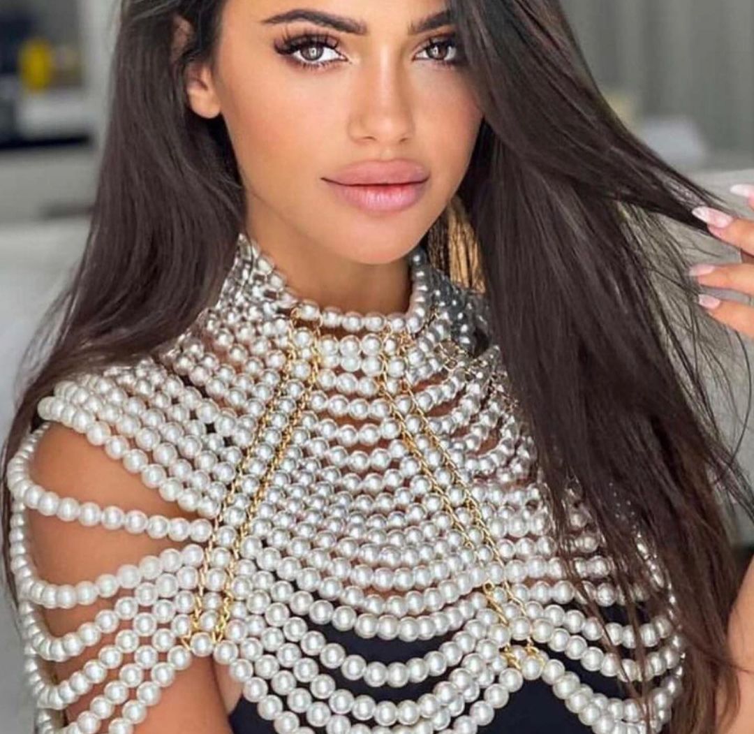 Pearl Bustier Beaded Crop Top