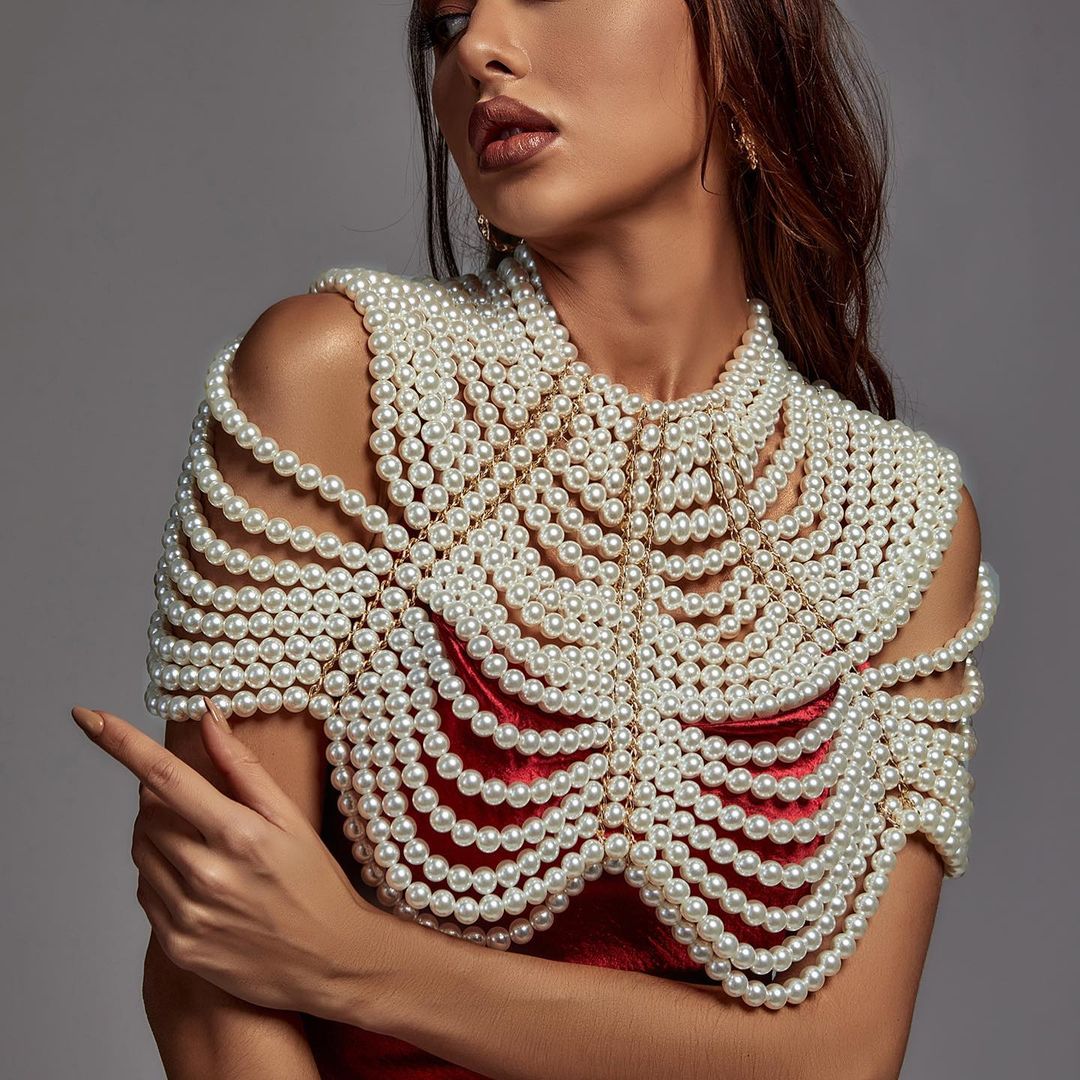 Pearl Bustier Beaded Crop Top