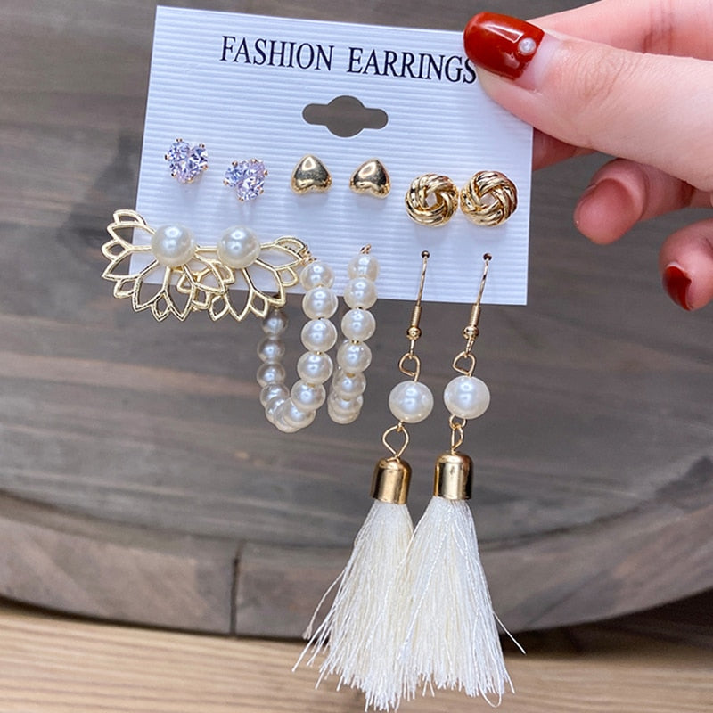 Pearl Earrings Set