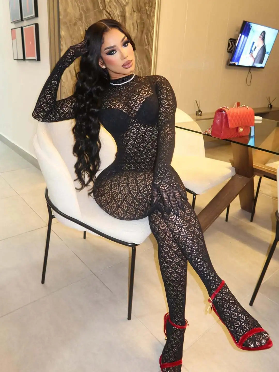 Josie Bodycon Mesh Jumpsuit