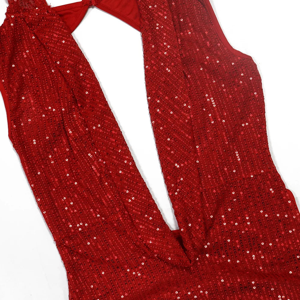 Hooded Headscarf Sequined Maxi Dress
