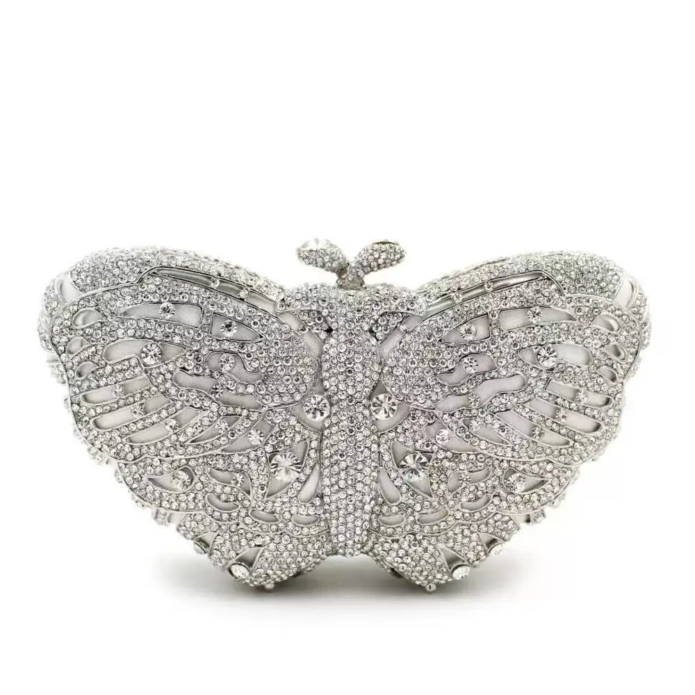 Butterfly Shaped Rhinestone Clutch Bag