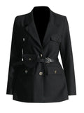 Notched Collar Belt Temperament Blazer