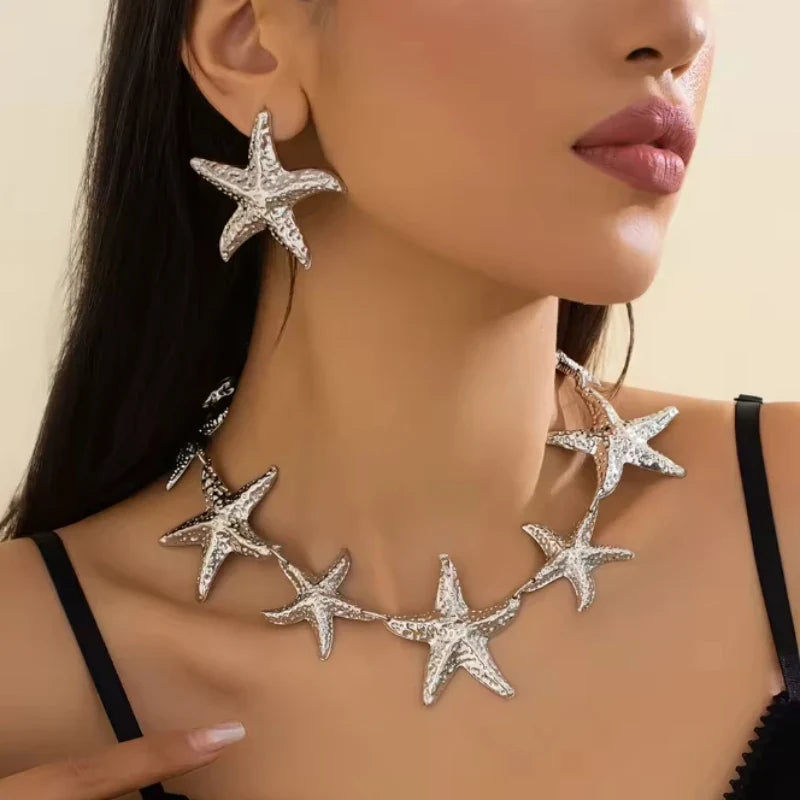 Bohemian Starfish Necklace Set