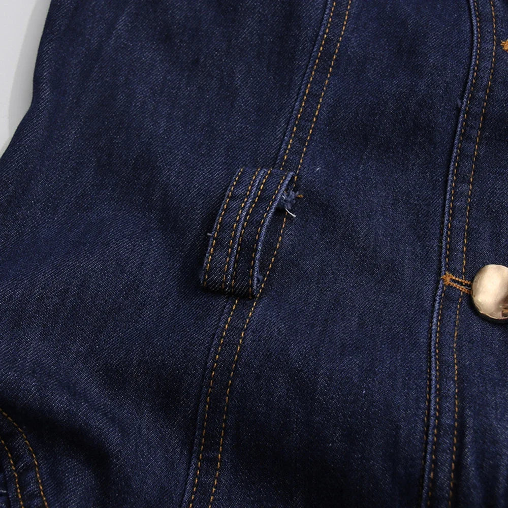Belted Retro Denim Mini Dress