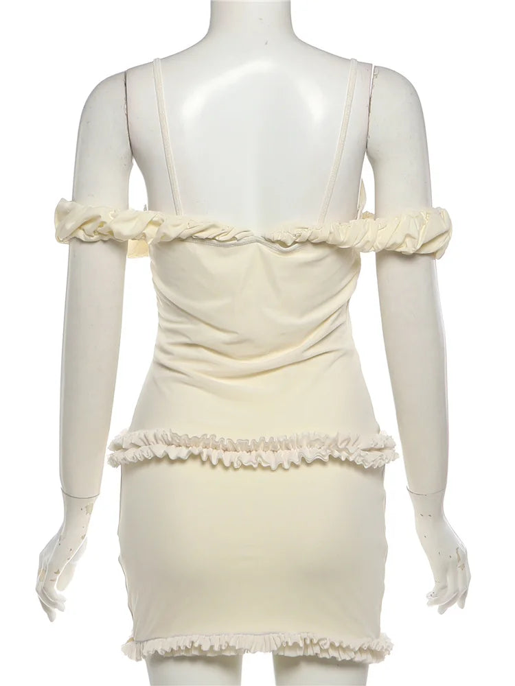 Neka Ruffles Mesh Mini Dress